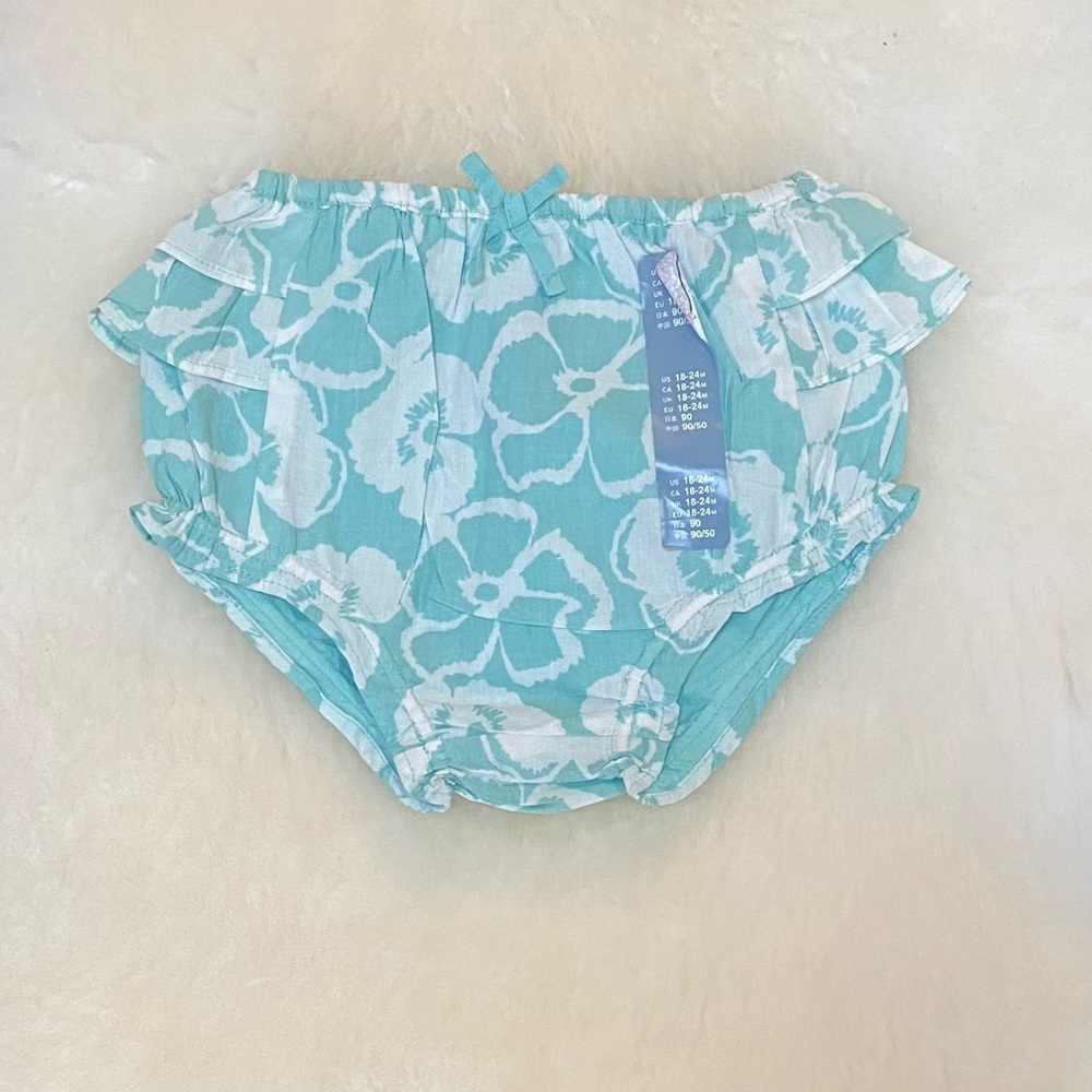 Gap Aqua floral ruffle bloomers. 18-24. NWT.
